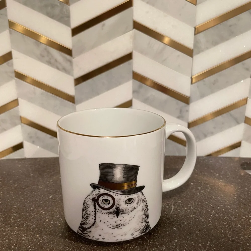 WEST ELM Gilded Dapper Animal Complete Mug Set of (4)